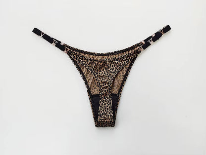 Sexy Women Seamless Underwear Briefs Zebra Flower Low Rise Metal Buckle Thong G-String Bikini Panties