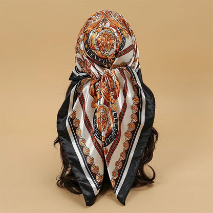 Women Fashion Silk Square Scarf Printed Flower Pashmina Bandana Scarves