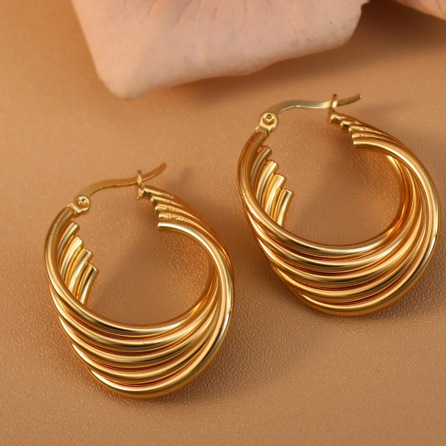 Women 18K Gold Plated Stainless Steel Fashion Wedding Party Earrings Jewelry Party Gift