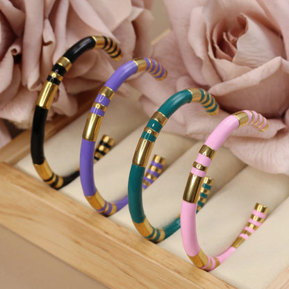 Waterproof High-end Enamel Open Retro Fashion Delicate Bangle Bracelet