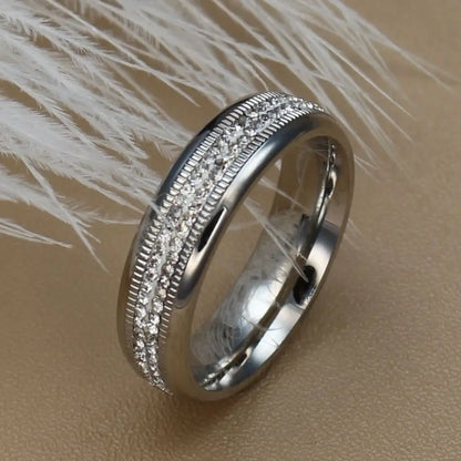 Women Zircon Stainless Steel Love Brand 18k Gold Color Wedding Ring