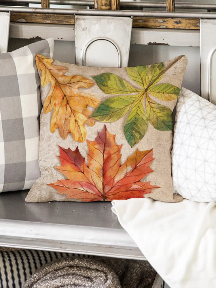 Maple Leaf Polka Dot Design Thanksgiving Cushion Cover Pillowcase Decor