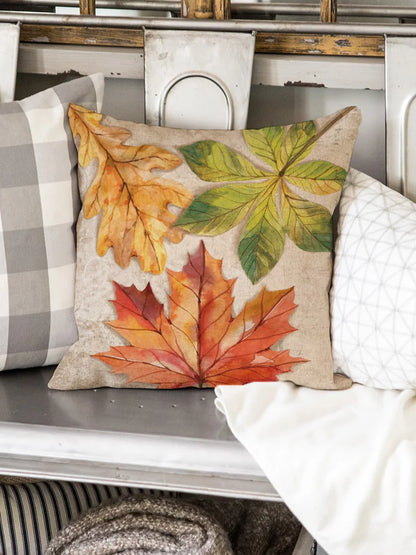Maple Leaf Polka Dot Design Thanksgiving Cushion Cover Pillowcase Decor