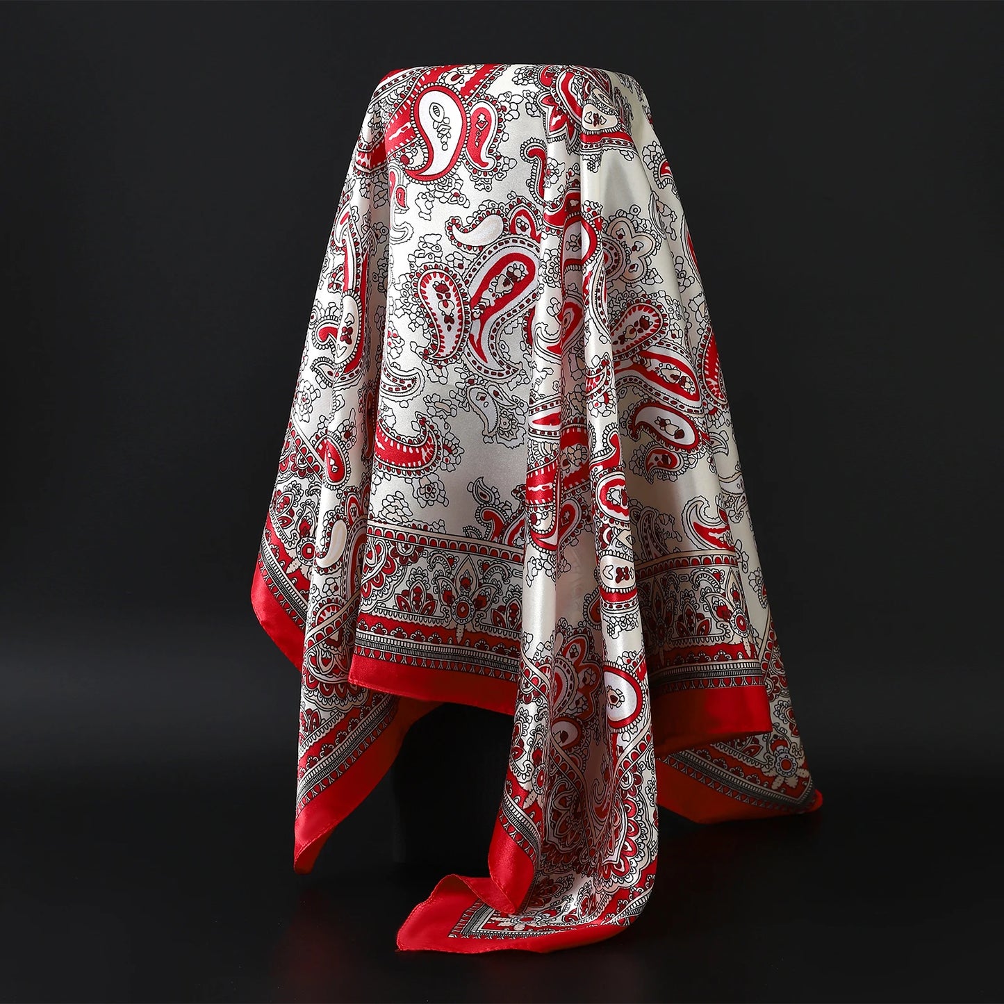 90cm Women Four Seasons Square Silk Satin Bandana Wrap Shawl Scarves Scarfs Spk8