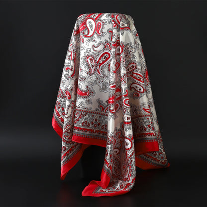 90cm Women Four Seasons Square Silk Satin Bandana Wrap Shawl Scarves Scarfs Spk8