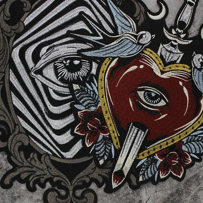 Embroidery Big heart bird Mirror Eyes patch Iron On Sew on for Clothes
