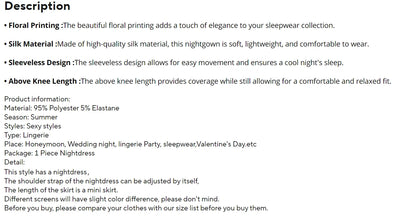 Women Nightwear Black Floral Print Nightdress Sleepwear Gowns