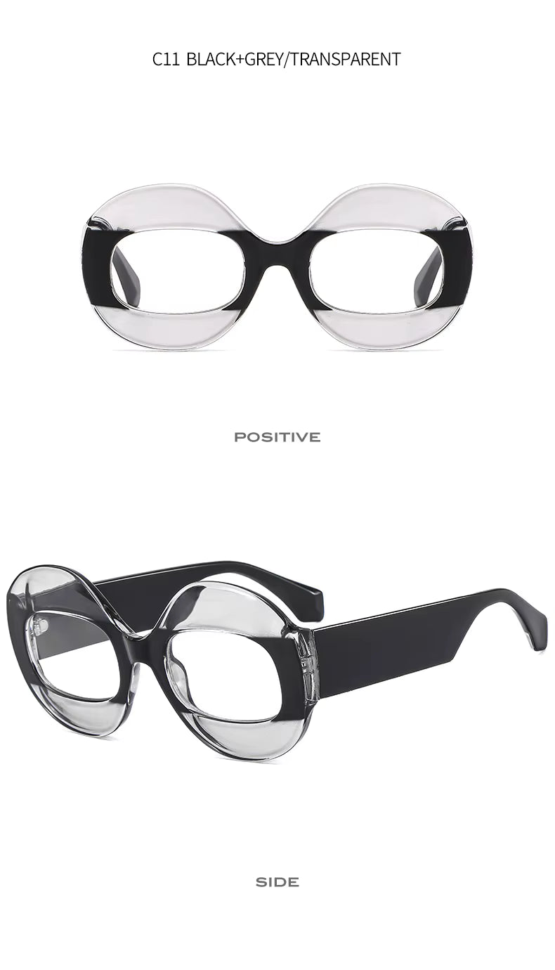 Men Women Retro Oval Clear Gradient Lens Shades UV400 Fashion Round Glasses Sunglasses