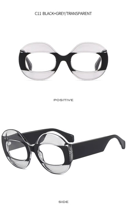Men Women Retro Oval Clear Gradient Lens Shades UV400 Fashion Round Glasses Sunglasses