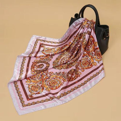 Women Fashion Silk Square Scarf Printed Flower Pashmina Bandana Scarves