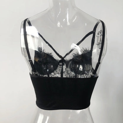 coquette lace corset top black cross sleeveless vest camis crop tube tops