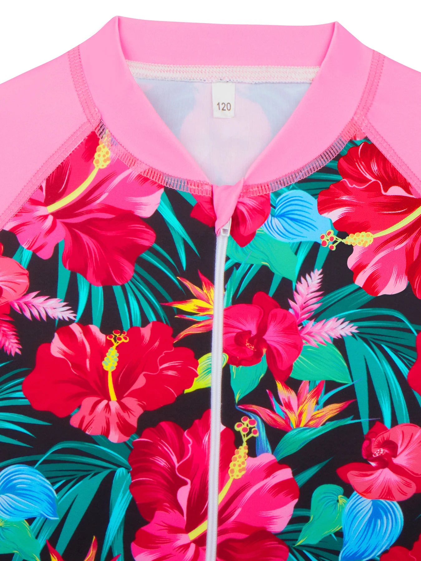 Girls Kids One Piece Long Sleeve Floral Print Bikini Cut Bottom Swimwear Beach Swim