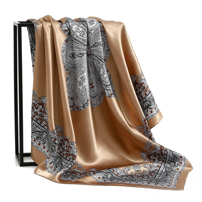 90cm Women Four Seasons Square Silk Satin Bandana Wrap Shawl Scarves Scarfs kfy1