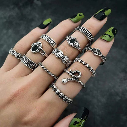 50pc/Lot Wholesales Women Gold Antique Silver Plate Enamel Opal Crystal Snake Rings