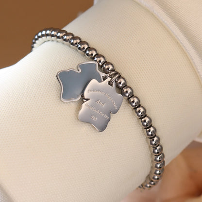 New Pink Elephant Pendant Elastic Bead Stainless Steel Bracelet 18 K Gold Plated Luxury Women's Jewelry Wholesale Gift