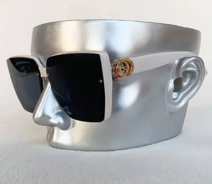 Men Women Glamour Designer Oversized Square Rimless Eyewear UV400 Sunglasses