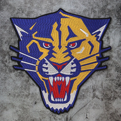 Large Size Biker Applique Fierce Tiger head Embroidery Patches Iron on for Clothes Animal Stickers Patch