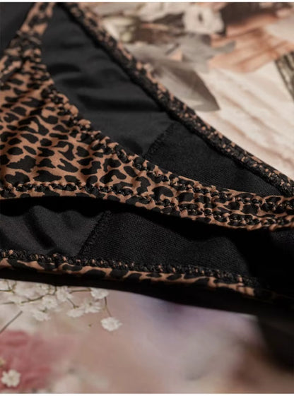 Women Low Waist G-String Leopard Briefs Thong Ice Slik T-back Underwear Seamless Panties