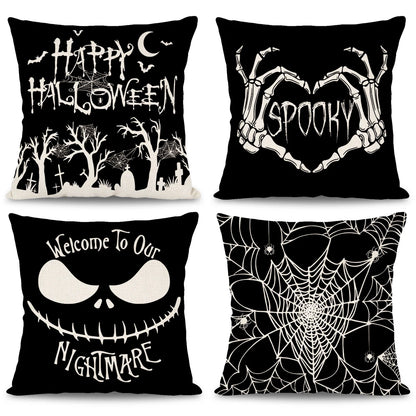 18x18 Inches Halloween Skull Spider Spooky Web Design Sofa Cushion Pillowcase Home Decor
