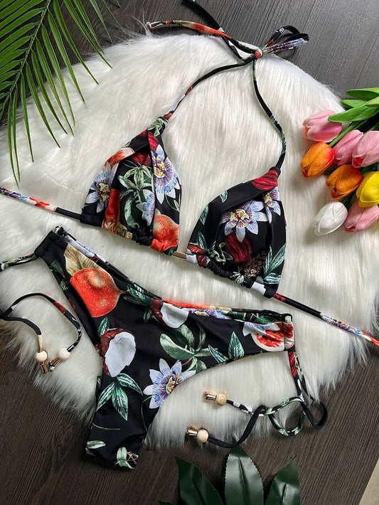Sexy Print Bandage Bikini Women's Swimsuit Two-piece Triangle Swimwear Bathing Brazilian Suit