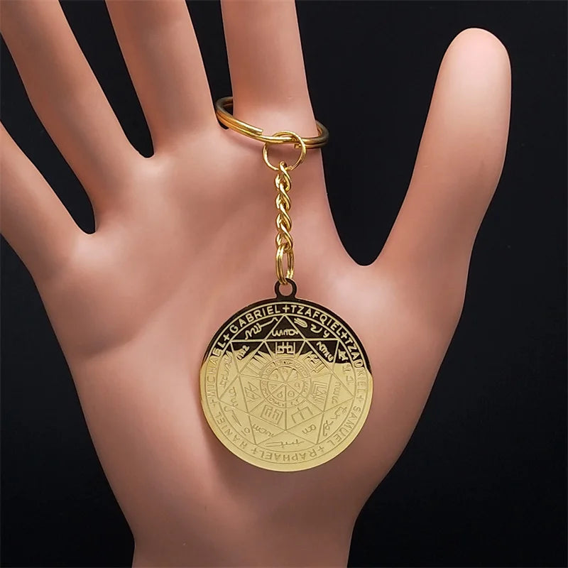 Men Seal of Solomon Talisman Protection Seven Archangels Amulet Stainless Steel Necklace