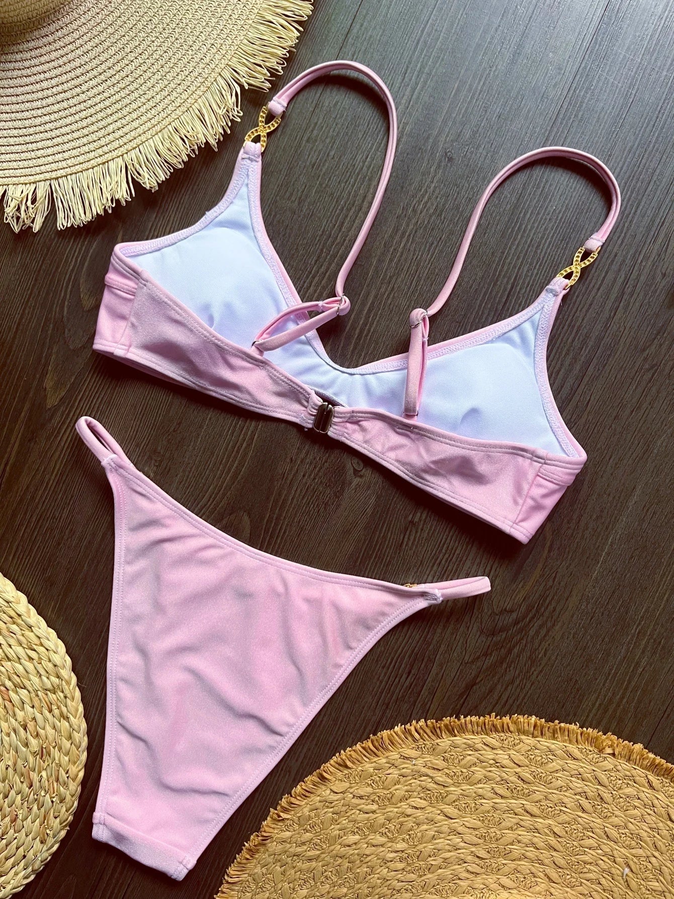 Push Up Two-Piece Sexy Bikini Hollow Out Swimsuit String Low Waist Swimwear Suit