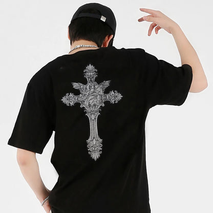 Big Cross Skull Gothic Punk Rock Iron on Patches Embroidered Crown Skull Patch Clothes Sewing Stickers