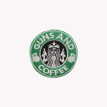 G.U.N.S AND COFFEE Embroidered Patch Iron-On Sewing Clothes Patches Applique