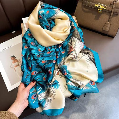 Women Fashion Printed Shawls Wraps Soft Pashmina Bandana Silk Scarves