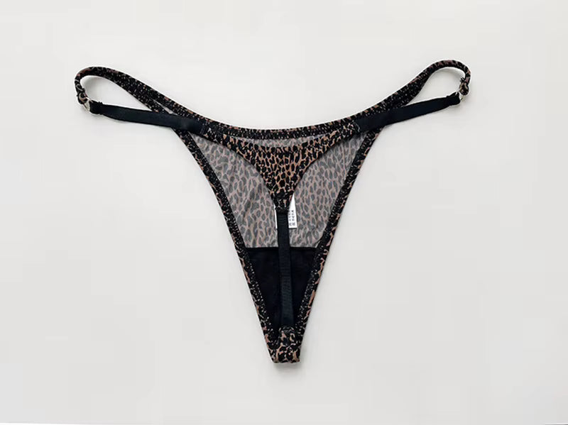 Sexy Women Ice Silk Low Waist G-String Leopard Flower Thong T-back Underwear Panties Briefs