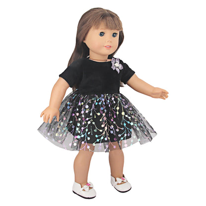 18 Inch 43 cm Baby Newborn Girl Black Mesh Skirt Princess Prom Dress Doll Toys