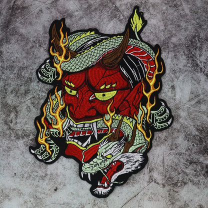 Embroidery Demon Devil Dragon Patch Appliques Iron on Patches Badge Clothes Sewing