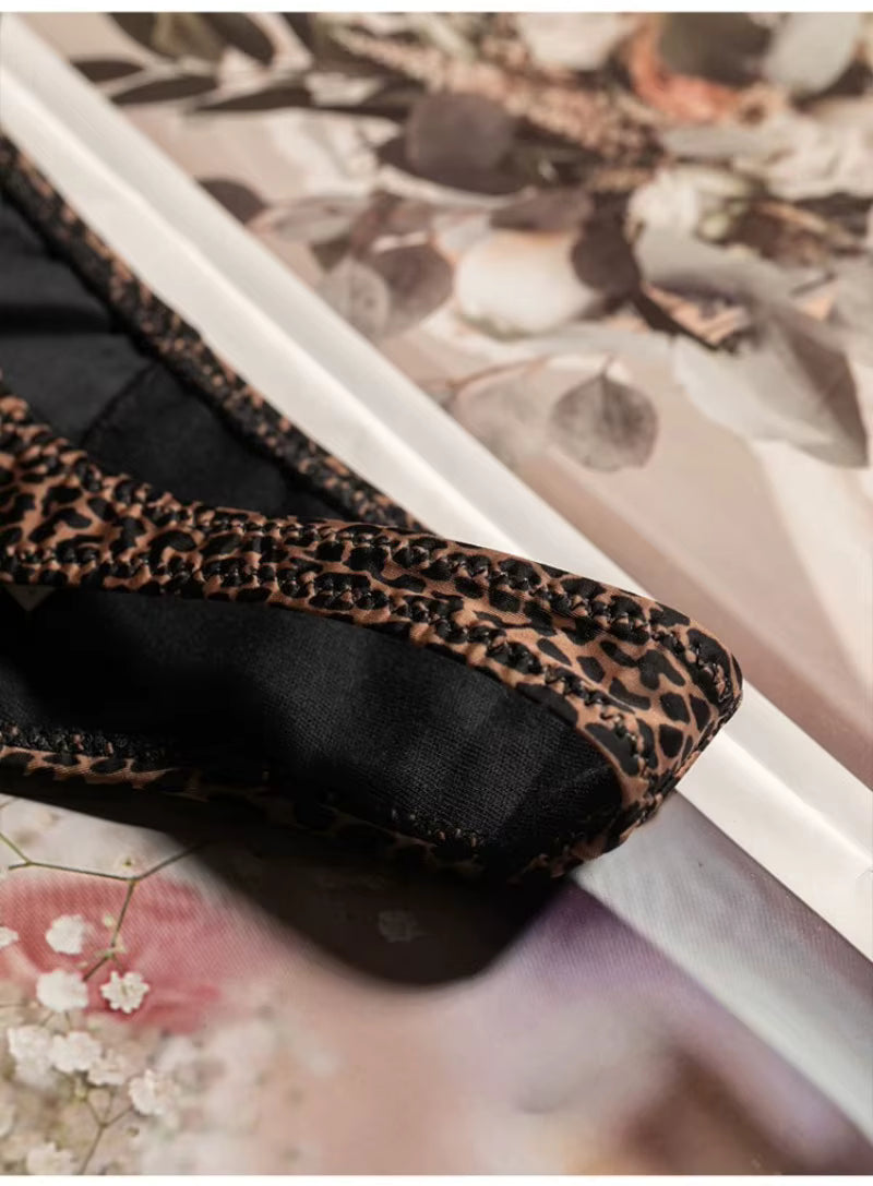 Women Low Waist G-String Leopard Briefs Thong Ice Slik T-back Underwear Seamless Panties