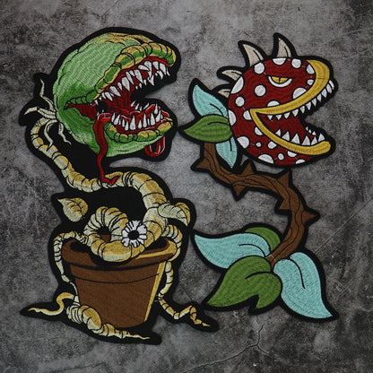 plant Cannibal flower Badges DIY Patc Iron on Embroidered  Applique Backpack Clothing