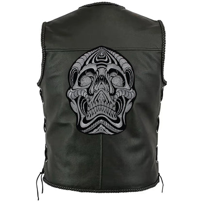 Black White Skull Embroidered Patch Appliques Iron on Patches Badge Clothes Sewing