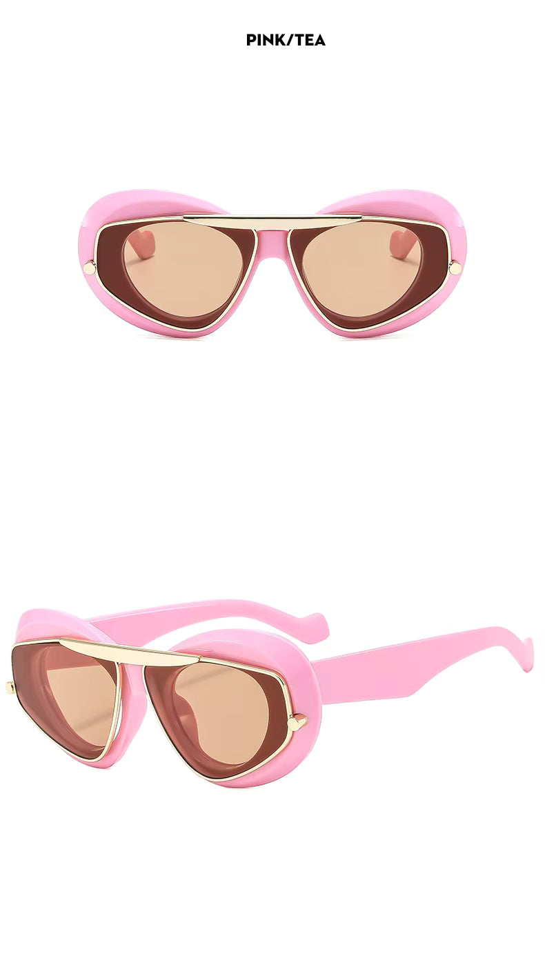 Men Women y2K Hip Hop Punk Oval Designer Square UV400 Glassess Sunglasses