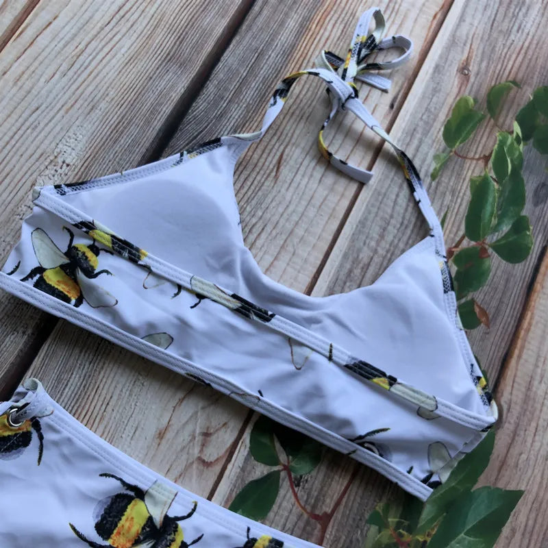 Women Swimsuit High Waist Bandage Sport Swimwear Bikini Push Up Beachwear Bathing Suit