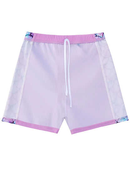 2pcs Girls Kids Short Sleeve Mermaid Scale Tops Boyleg Shorts Swimwear Beach Bathing Suit