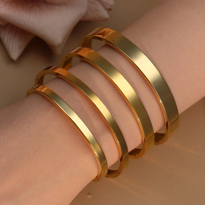 18K Gold Plated Stainless Steel Polished Zircon 50MM Bangles Bracelet
