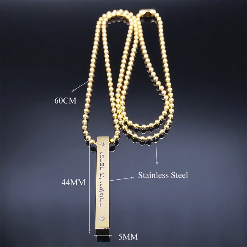 Jewish Hexagram Stainless Steel Star of David Israel Mezuzah Religion Amulet Necklace