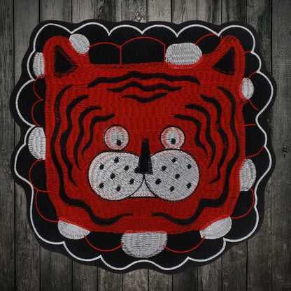 Large Animal Tiger Head Embroidery Patch Appliques Iron on Patches Badge Clothes Sewing