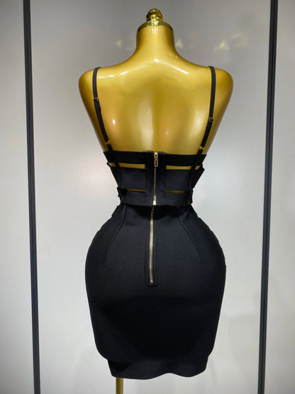 Sexy Cut Out Mini Bandage Two Piece Celebrity Evening Birthday Club Party Skirt Dress