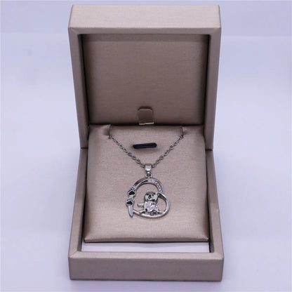 Women Creative Cute Animal Heart Shaped Bear Claw Bear Pendant Necklace