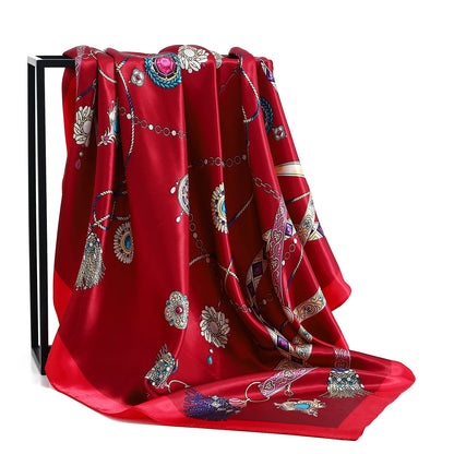 90*90cm Women Four Seasons Square Silk Satin Bandana Wrap Shawl Scarves Scarfs ggk7
