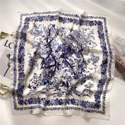 Women Silk Feeling Design Satin Square Scarf Wrap Shawl Scarves