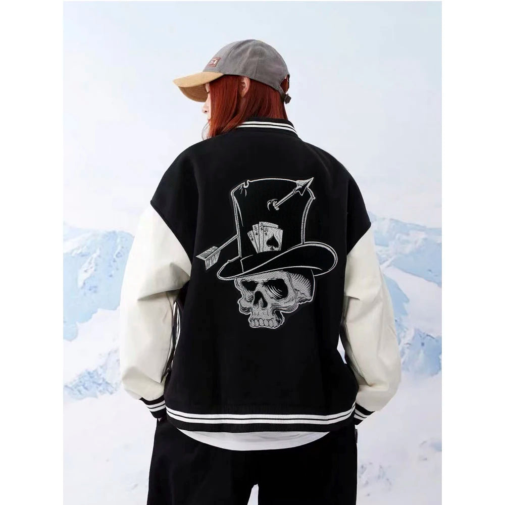 Poker Ace of Spades Embroidery Skull Iron Patch For Clothing Patches Punk Appliques sewing Sticker