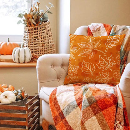 Maple Leaf Polka Dot Design Thanksgiving Cushion Cover Pillowcase Decor