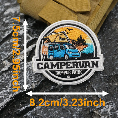 ADVENTURE NATURE outdoor Embroidered Patch with Iron-On Backing, Sewable/Ironable Applique for Clothing and Accessories