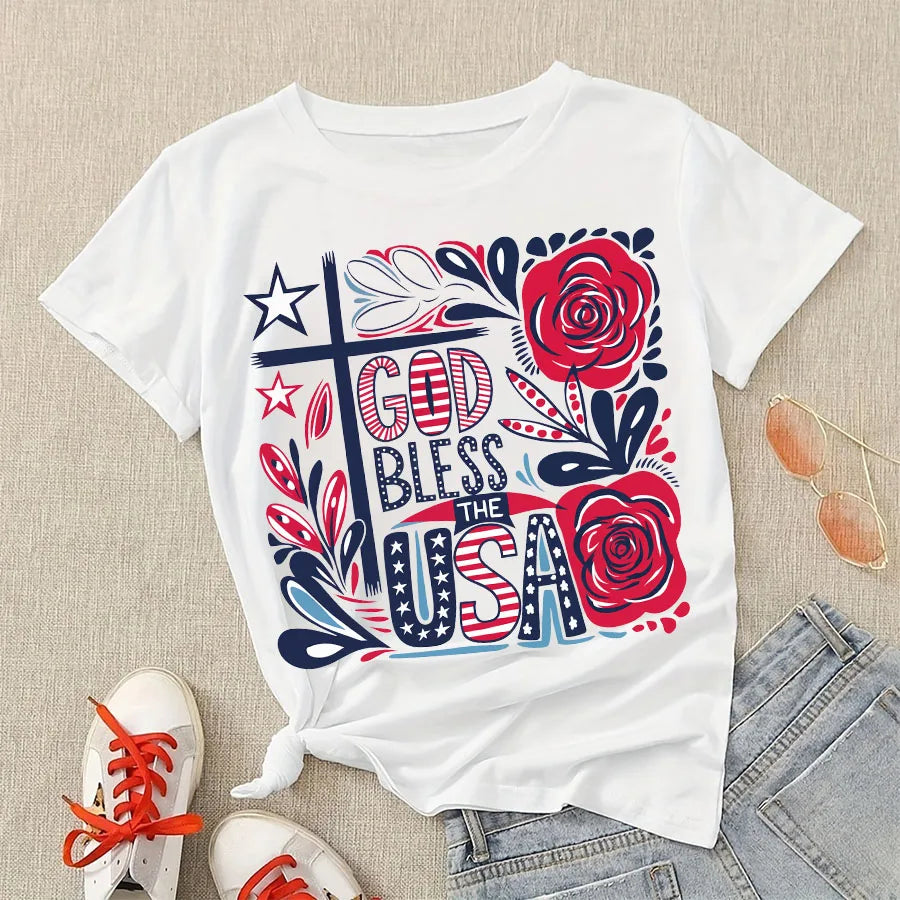 God Bless The USA America 4th of July DIY Iron-On Heat Transfer Sticker Decal T-shirts Sweatshirts Bag Clothes Decor