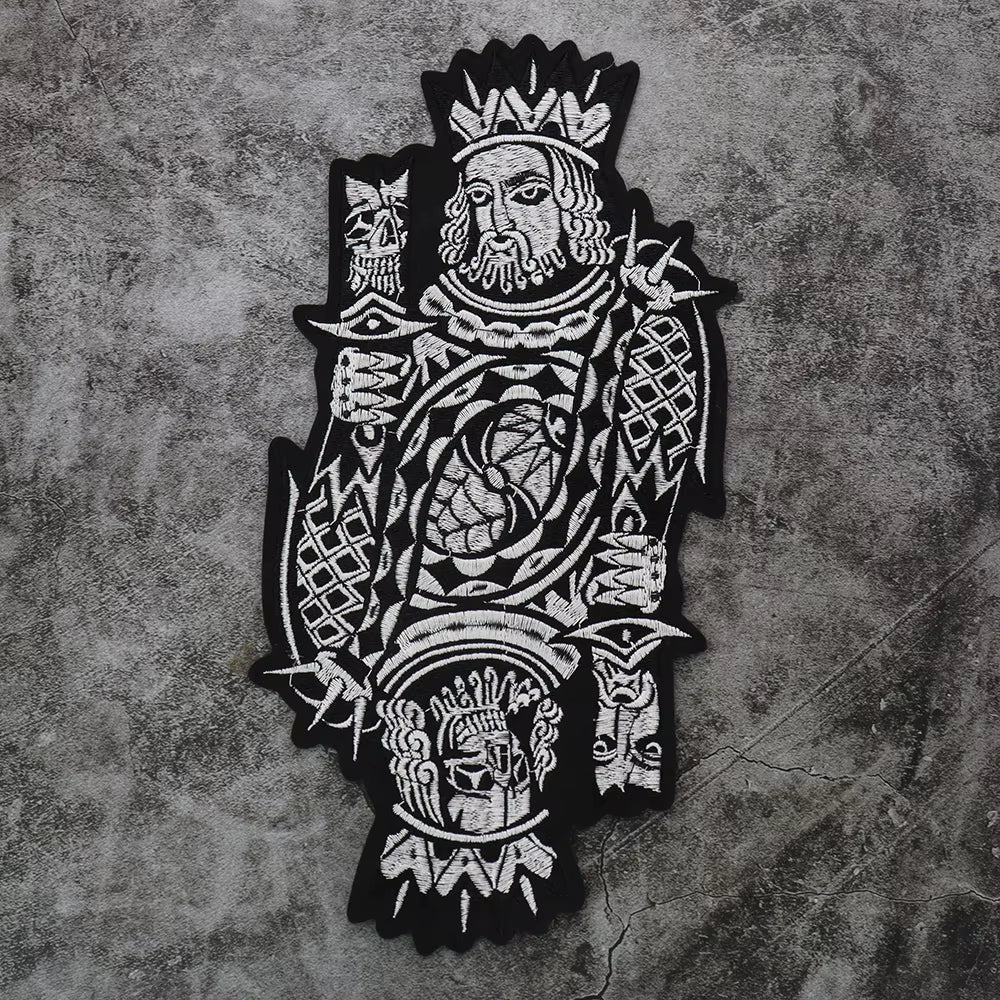 Embroidered Women Poker Skull the Crown Patch Appliques Iron on Patches Badge Clothes Sewing